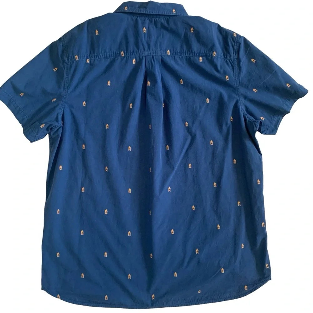 The North Face Short Sleeve Button Down Shirt Blue Bonfire Campfire Size…